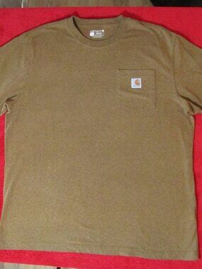 Carhartt Front Pocket Short Sleeve Logo Tee - Heather Brown Work Shirt